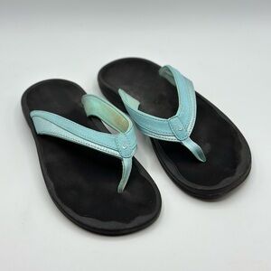 OluKai Women's Ohana Slip On Thong Sandals in Sea Glass Size 8